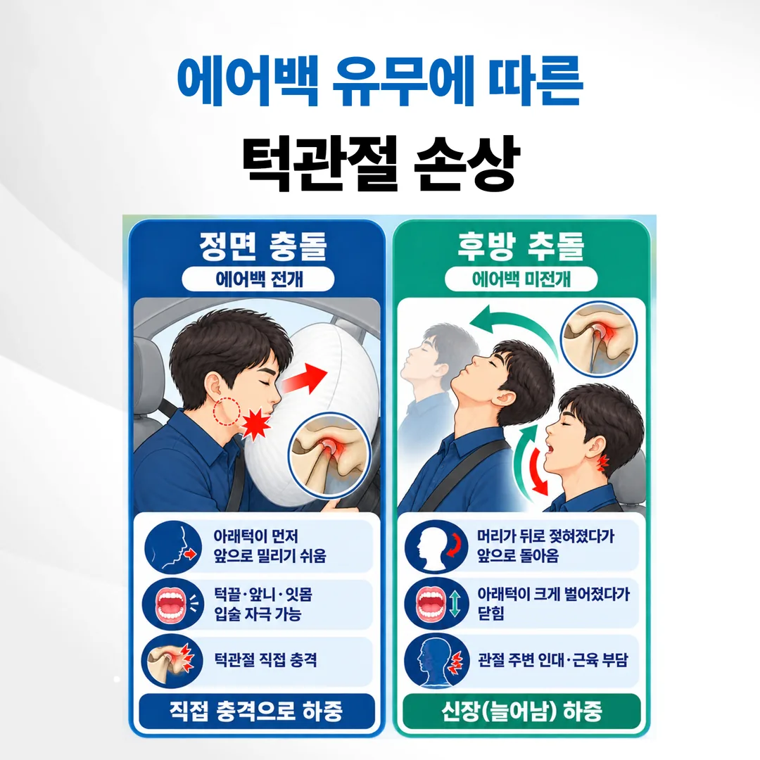 에어백 전개 유무에 따른 교통사고 턱관절 손상 기전 비교