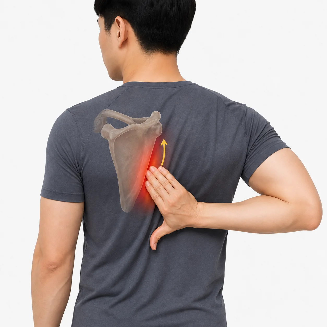 날개뼈 안쪽 통증 유발점 자가 확인 동작