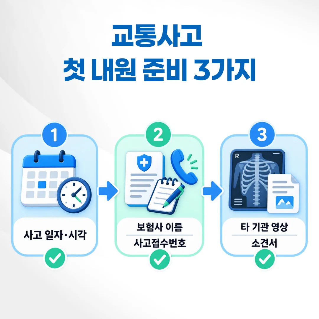 교통사고 첫 내원 준비물과 확인 순서